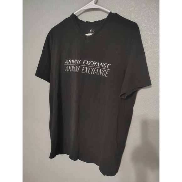 Armani Exchange Logo Spellout T-shirt Mens XL Slim Fit Black - Picture 1 of 8